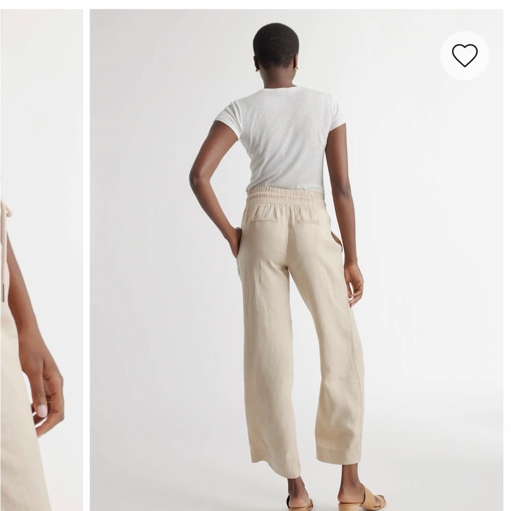 Quince Beige Elastic Waist Wide-Leg Pants - Picture 2 of 4